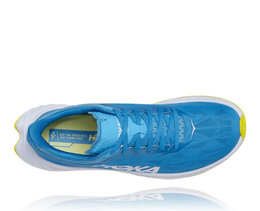 Hoka One One Mens Running Shoes - Carbon X 2 - Blue/White - NJKV79160